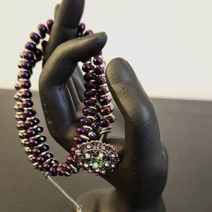 Purple and Black with Gold accent Necklace